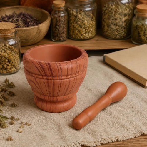 Ступка для чеснока и специй с пестиком, износостойкая, утолщенная чаша