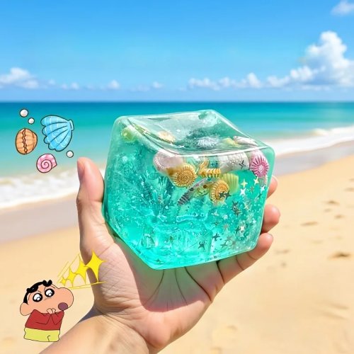 Squishy cubos de maltosa, juguete sensorial antiestrés, súper suave transparente en forma de estrella, temática oceánica, regalo para amigos