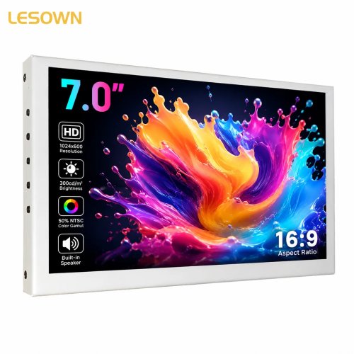 LESOWN 7 Inch IPS Portable Monitor, Plug and Play, HDTV Display for Desktop Secondary Screen, Driver-Free Setup