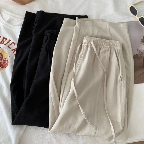 Dames broek van lyocell zijde, wijd pijpen, enkellengte, losvallend, slank makend, casual zomer