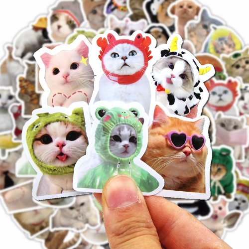 100/500/1000pcs Cute Cat Stickers for Kids, Cartoon Decals for Laptop, Guitar, Phone, Bicycle, Luggage & Graffiti