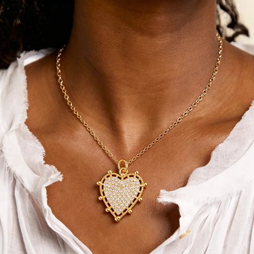 JUYA 18K vergoldeter Zirkon Herz-Anhänger für DIY Schmuckherstellung