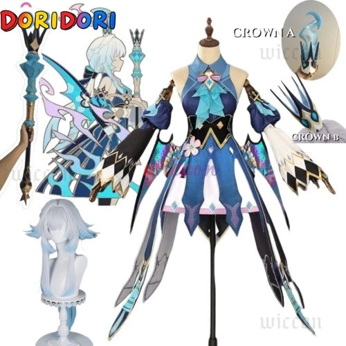 Honkai Star Rail Cerydra Cosplay Kostüm für Mädchen - Perücke, Kleid, Uniform, Zepter Krone Requisiten Halloween Karneval