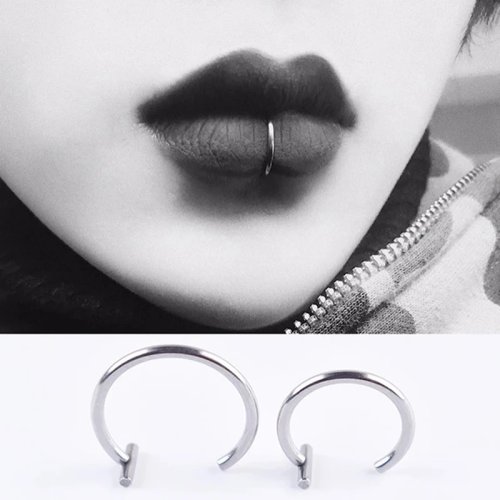 Piercing à lèvre en acier titane punk 8/10mm, clip sans perçage, faux labret, anneau de nez et septum, bijou de corps unisexe