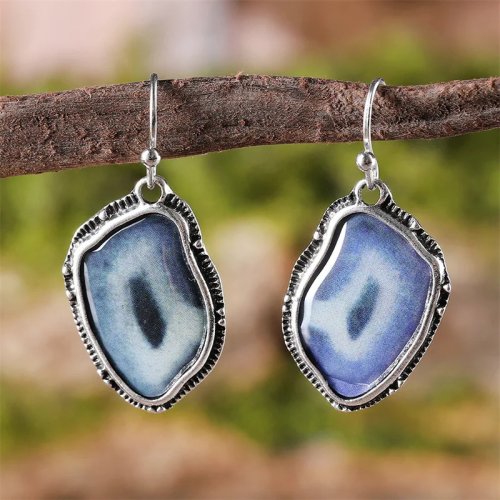 Pendientes Bohemios Colgantes que Cambian de Color con Imitación de Amatista Ágata