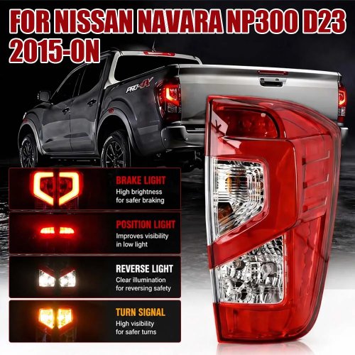 ไฟท้ายสำหรับ Nissan Navara NP300 D23 2015+ ไฟเบรก ไฟเลี้ยว ไฟถอยหลัง กันน้ำ ซ้าย/ขวา