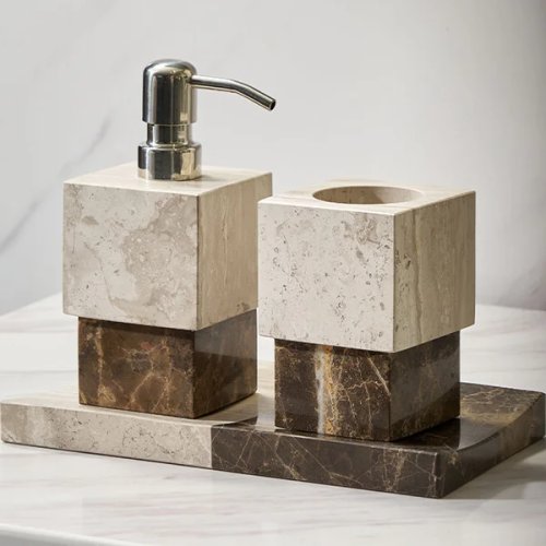 Ensemble plateau de salle de bain en marbre style italien, plateau d'aromathérapie de luxe pour hôtel, accessoires de décoration pour la maison