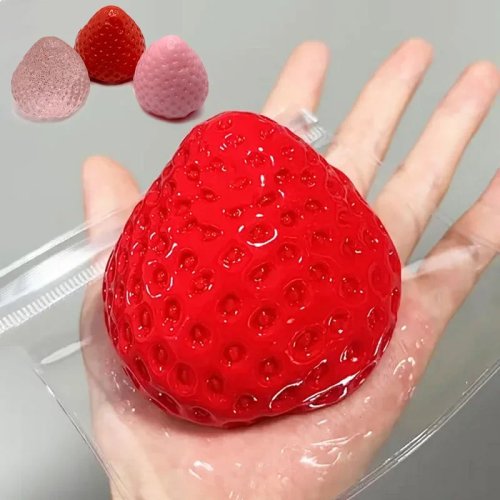 Большая игрушка Сквиши Клубника, Kawaii красный розовый антистресс, мягкие фруктовые сквиши, подарок на день рождения девочке