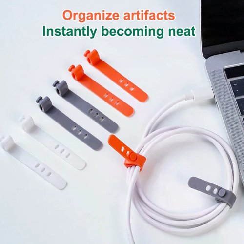 10pcs Pengatur Kabel Silikon, Penjepit Kabel 3 Lubang untuk Kabel Earphone dan Data