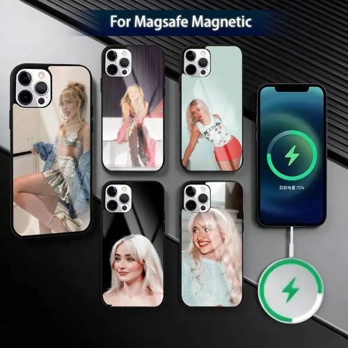 Coque Sabrina Carpenter pour iPhone 17/16/15/14/13/12 Plus Pro, MagSafe aimanté, charge sans fil