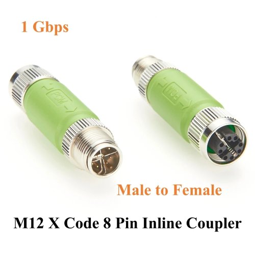 Acoplador en línea Profinet M12 X Code 8 pines, macho a hembra, Gigabit Ethernet blindado, Cat5e, 1Gbps, para automatización y robótica