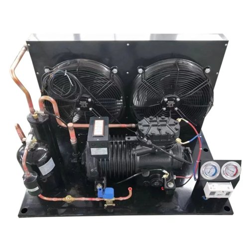 Unidad condensadora de compresor de pistón 380V de bajo consumo R410A con bomba de engranajes automática, 5-15 HP, placa plana