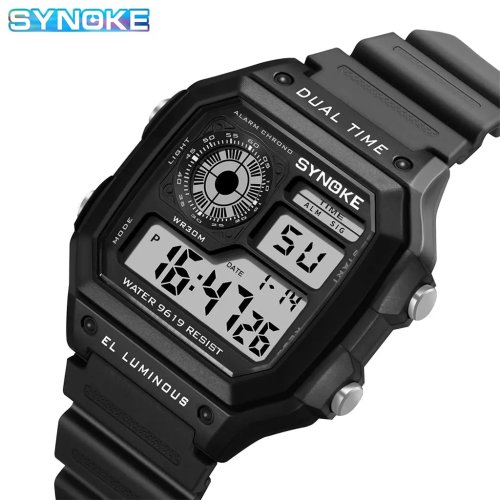 Reloj Digital Militar SYNOKE para Hombre - Deportivo Luminoso Cronógrafo Impermeable Electrónico de Pulsera