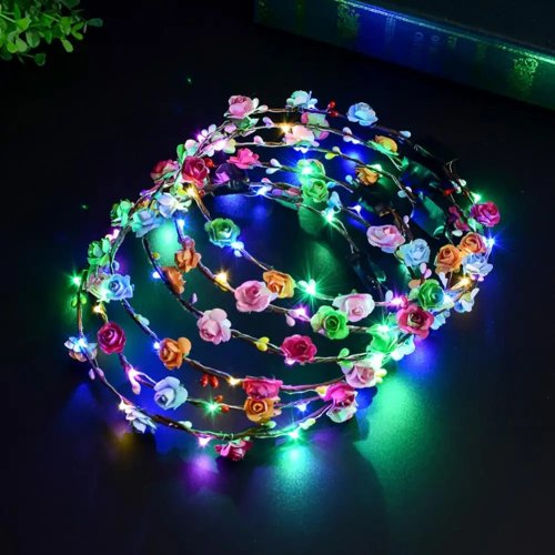 LED Blumenkrone Haarreif für Frauen & Mädchen – Party, Konzert, Geburtstag Accessoire