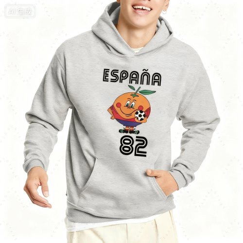 Sudadera de algodón para hombre, cuello redondo - España 1982 mascota de fútbol, jersey