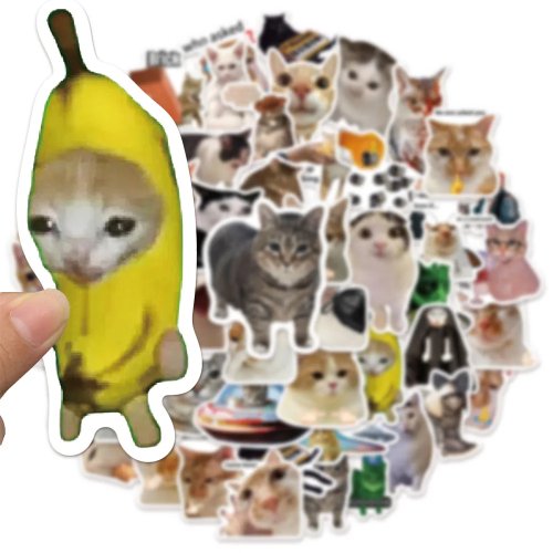 50/100PCS Cat Meme Stickers, Creative DIY Decals for Water Bottles, Skateboards, Laptops, Scrapbooking