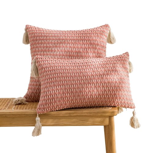Áo gối vuông dệt hiện đại có tua rua - Vỏ gối phong cách boho cho ghế sofa, giường, trang trí phòng khách, phong cách trung tính