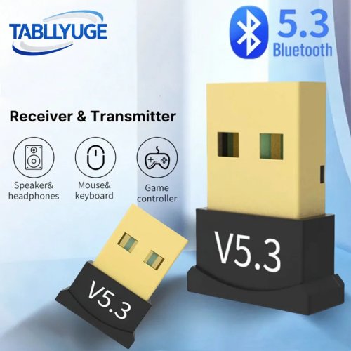 USB Bluetooth 5.3 Adapter for PC Laptop, Wireless Dongle for Mouse Keyboard, Supports Windows 7/8.1/10/11