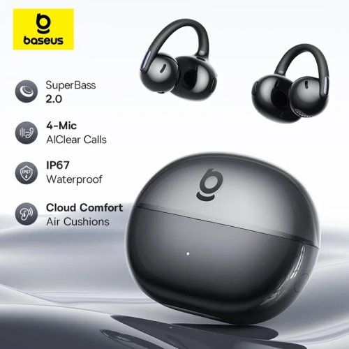 Baseus Bowie MC2 AIR Auriculares TWS de Clip, Sem Fios Bluetooth 6.0, Desporto com 4 Microfones e ENC