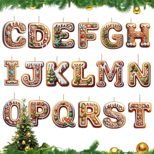 Adornos Navideños DIY Decoración Año Nuevo Natividad 26 Letras Colgantes para Árbol de Navidad Decoración Navideña 2026