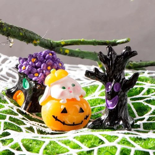 Tượng nhỏ Halloween Bí ngô Xương - Trang trí Đầu lâu Xác ướp, đồ treo xe hơi