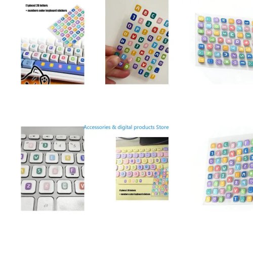 77JD Kleurrijke toetsenbordstickers set – 26 letters en 10 cijfers
