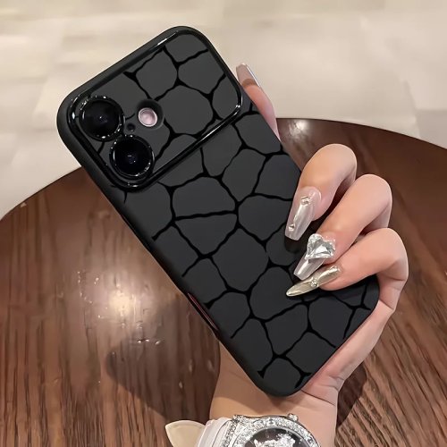 Funda de móvil minimalista con textura de grieta para iPhone 17 Pro Max 16 15 Plus 14 13 12 Pro 11, mate y resistente a golpes con protección de lente