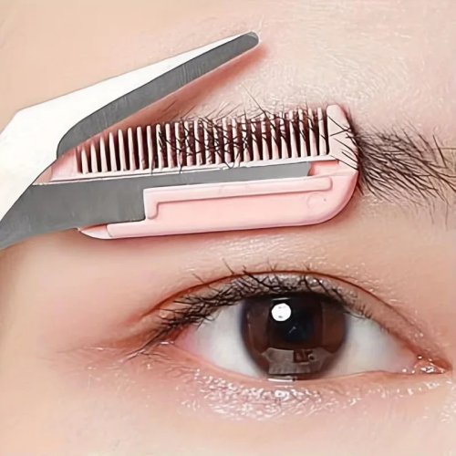 Gunting Alis dengan Sisir - Alat Makeup Stainless Steel untuk Membentuk dan Merapikan Alis