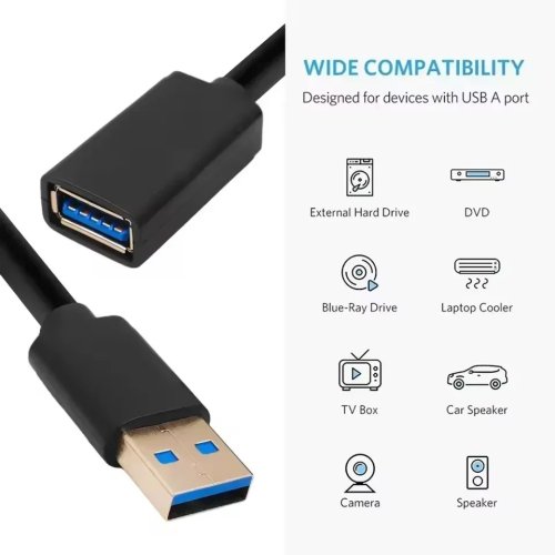 كابل تمديد USB 3.0 عالي السرعة للتلفزيون الذكي وPS4 وXbox - خيارات 1م/2م/3م