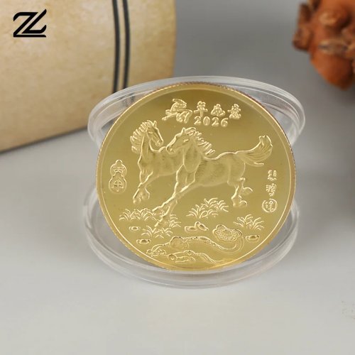Moneda conmemorativa del Año del Caballo 2026 - Medalla de hierro de 40mm, recuerdo del zodíaco chino, regalo