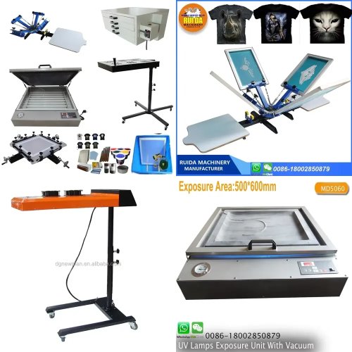 Mesin Sablon 4 Warna 1 Stasiun dengan Flash Dryer