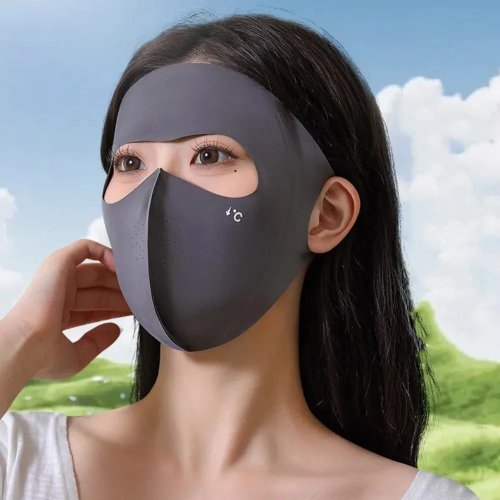 UPF50+ V字型サンプロテクションマスク、通気性抜群、跡が付かない、無地、作業用