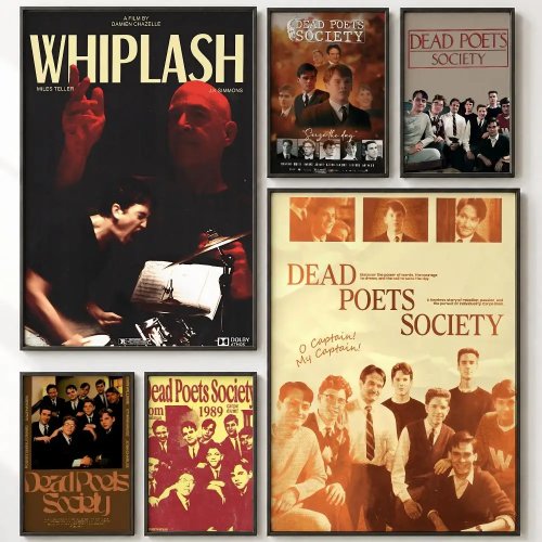 Poster Vintage Dead Poets Society - Autocolante de Parede Retro Anime, Decoração de Parede para Casa