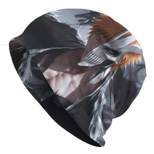 หมวกไหมพรม Bleach Ichigo Kurosaki ยูนิเซ็กซ์บาง สไตล์ฮิปฮอป เหมาะสำหรับฤดูใบไม้ผลิ/ใบไม้ร่วง
