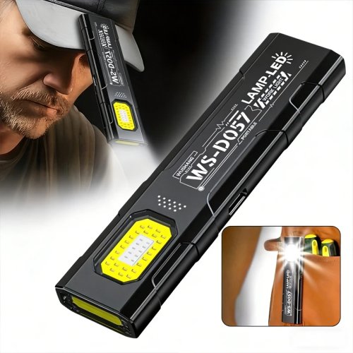 LED COB Zaklamp, USB-C oplaadbaar, 600 lumen, mini zaklamp, werklamp met magneet voor nood