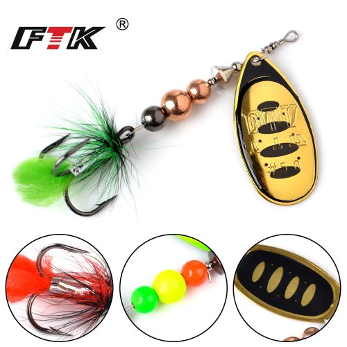 Señuelo duro FTK Wobbler Spinner 8-13g con anzuelo triple de plumas para Lubina Trucha Crappie