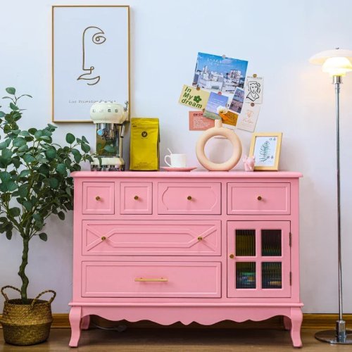 Sideboard Minimalis Modern dengan Laci, Penyimpanan Bergaya Nordik untuk Ruang Tamu, Kamar Tidur, dan Entryway