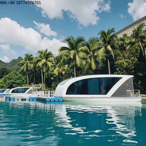 منزل عائم من الألومنيوم بطول 8.5 متر مع تصميم هيكل جديد، يتسع لـ10 أشخاص، غرفة نوم، بار، محرك خارجي