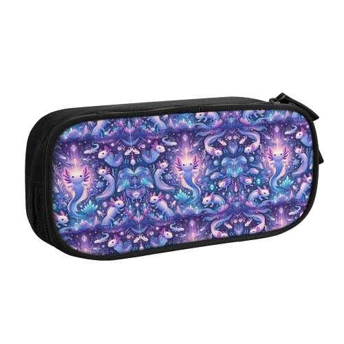 Stylish Happy Axolotl Pencil Case for Teens - Cute Pen Bag Pencil Pouch