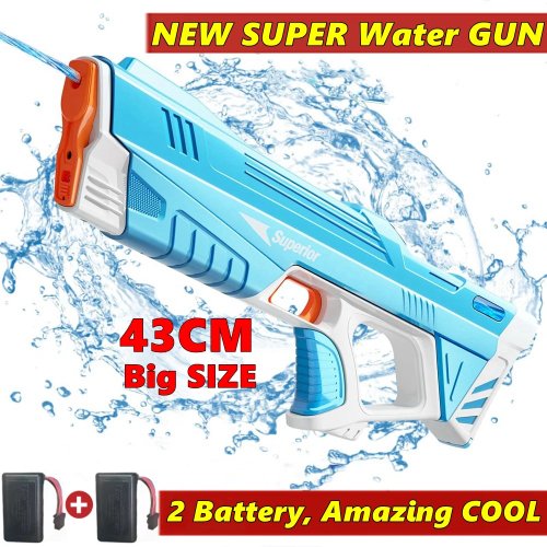 Automatisch elektrisch waterpistool 43cm – Draagbaar waterblaster-speelgoed voor kinderen en volwassenen, zomerse buitenactiviteit