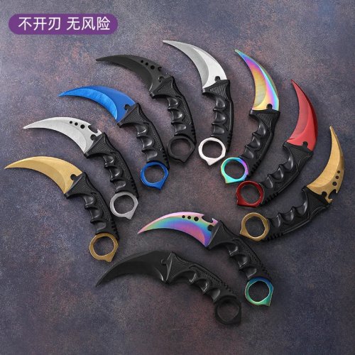 Cuchillo Karambit de Garra engrosado sin afilar práctica, camping y senderismo