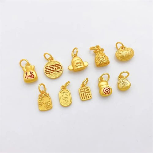 Pingente antigo de lingote de ouro e cobre com chapéu, pequeno, para bijuteria DIY