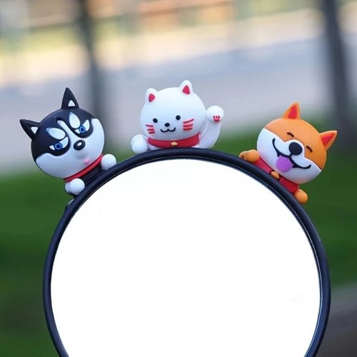 3D Cute Husky Doll Car Motorcycle Dashboard Decor Sticker License Plate Ornament Bike Accessory