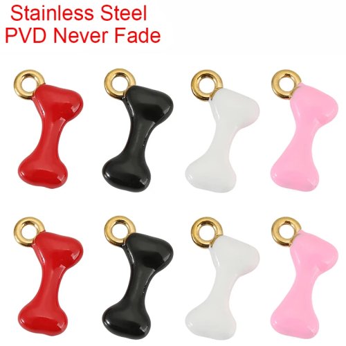 2개입 스테인리스 스틸 뼈 모양 참 6x14mm PVD 변색없음 DIY 주얼리 만들기 (팔찌 및 목걸이)