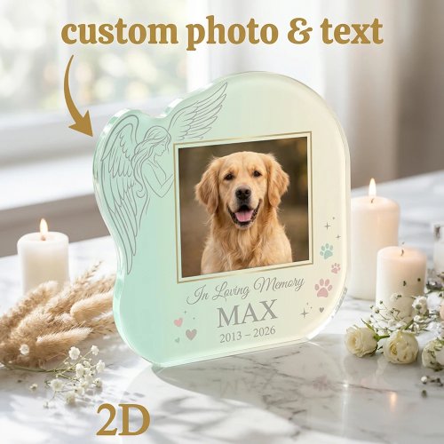 Placa de fotos comemorativa personalizada para animais de estimação, Homenagem em memória, Design pastel suave, Decoração de secretária, Presente de recordação curativo