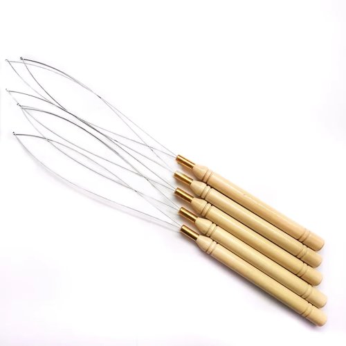 1-5 pièces Outil à boucle micro rings, enfileur et aiguille pour extensions de cheveux avec pince et perles