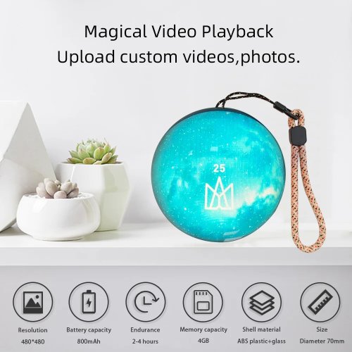 Bola de Cristal 3D de 7cm con Reproducción de Video – Pantalla LED DIY Personalizable, Regalo para Familia y Amigos, Regalo de Graduación