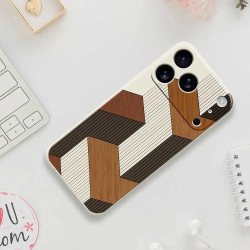 Geometric Wooden Phone Case for iPhone 17 Pro Max 17 Air 16 15 14 13 12 11 Pro Max XS Max 7 8 Plus 16e 16 Plus TPU Cover