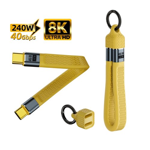 สาย USB-C แบบพกพาพวงกุญแจ ชาร์จเร็ว PD 240W 5A ถ่ายโอนข้อมูล 40Gbps Thunderbolt 3 8K@60Hz สำหรับ iPhone 15