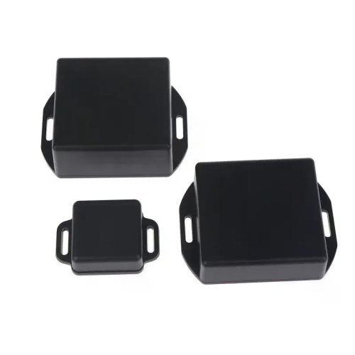 Set de cajas de plástico negro para proyectos electrónicos, varios tamaños con orejas de montaje para protección de circuitos DIY